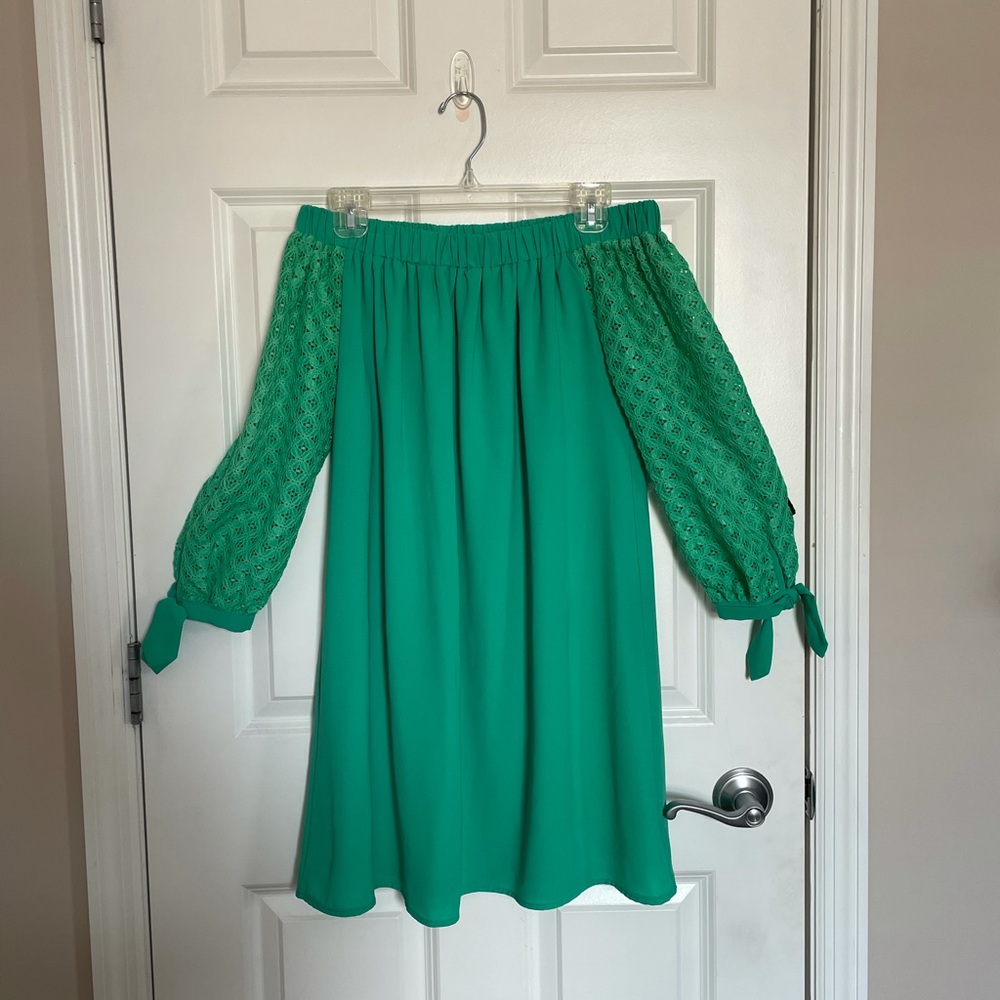 Turquoise off the shoulder dress